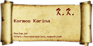 Kormos Karina névjegykártya